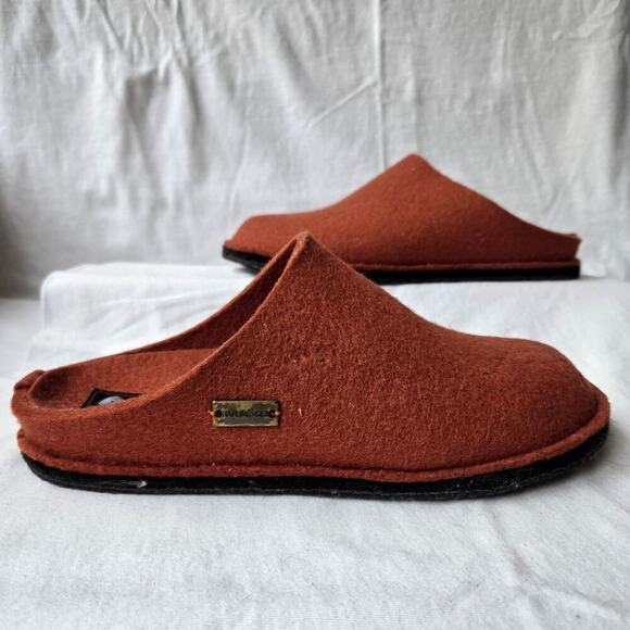 Haflinger Flair Soft Women's Wool Felt Slippers Clogs Burnt Orange Size 38/US 7 - Picture 1 of 8